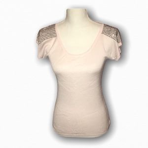 EXPRESS Pink Rhinestone Shoulder Top XS